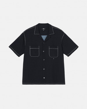 Camasa Barbati Stussy Contrast Pick Stitched Shirt Negrii | KLQ-0302