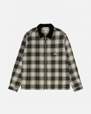 Camasa Barbati Stussy Frank Plaid Zip Shirt Gri Inchis | YBH-6801