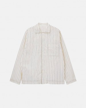 Camasa Barbati Stussy Tekla Poplin Pyjama Shirt Bej | SEV-7825