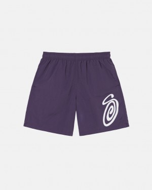 Costume De Baie Barbati Stussy Curly S Apa Scurte Violet | TNW-7996