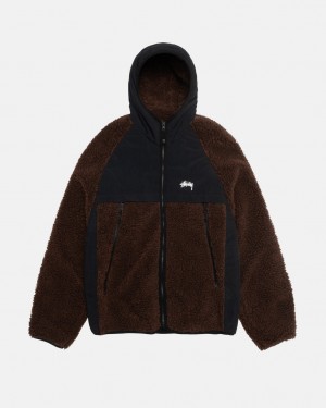 Geci Barbati Stussy Sherpa Paneled Cu Glugă Jacket Maro | ESQ-9155