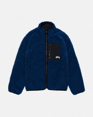 Geci Barbati Stussy Sherpa Reversible Jacket Albastri | EEP-7197