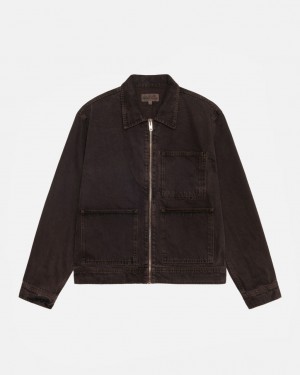 Geci Barbati Stussy Zip Lucru Jacket Denim Negrii | IUP-2632