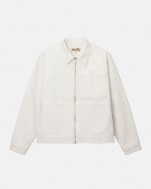 Geci Dama Stussy Zip Lucru Jacket Overdyed Bej | GRL-4173