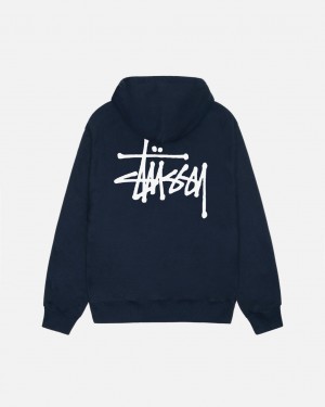 Hanorac cu Gluga Barbati Stussy Basic Stussy Hoodie Bleumarin | QBV-6150