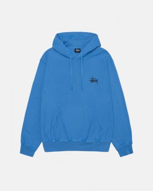 Hanorac cu Gluga Barbati Stussy Basic Stussy Hoodie Pigment Dyed Albastri | SAV-8746