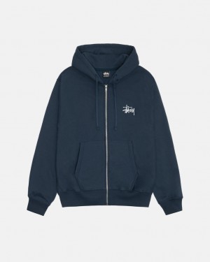 Hanorac cu Gluga Barbati Stussy Basic Stussy Zip Hoodie Bleumarin | VPI-5316