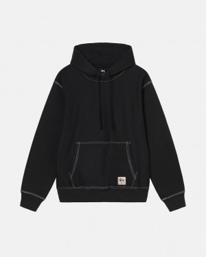 Hanorac cu Gluga Barbati Stussy Contrast Stitch Label Hoodie Negrii | ZMT-9061