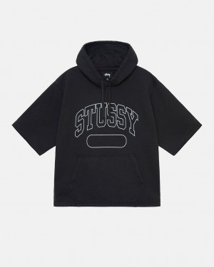 Hanorac cu Gluga Barbati Stussy Ss Boxy Cropped Hoodie Negrii | BLD-0959