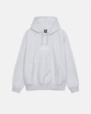 Hanorac cu Gluga Barbati Stussy Stock Logo Applique Hoodie Gri | XDI-4907