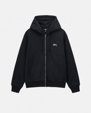 Hanorac cu Gluga Barbati Stussy Stock Logo Zip Hoodie Negrii | TSN-7261