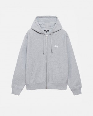 Hanorac cu Gluga Barbati Stussy Stock Logo Zip Hoodie Gri | WYC-4465