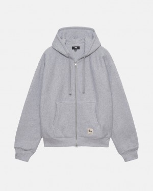 Hanorac cu Gluga Dama Stussy Double Face Label Zip Hoodie Gri | VKB-9957