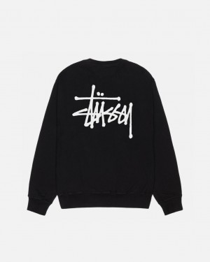 Hanorace Barbati Stussy Basic Stüssy Pigment Dyed Crew Negrii | IQH-4270