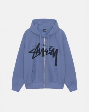 Hanorace Barbati Stussy Venus Zip Hood Albastru Regal Albastri | DYY-3665