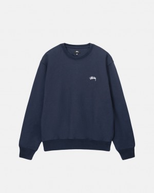 Hanorace Dama Stussy Overdyed Stock Logo Crew Bleumarin | HYV-7667