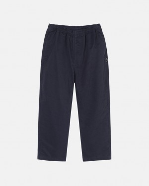 Pantaloni Barbati Stussy Beach Pant Brushed Bumbac Bleumarin | FLV-7618