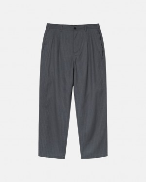 Pantaloni Barbati Stussy Stripe Volume Plisat Trouser Gri | OCY-4733