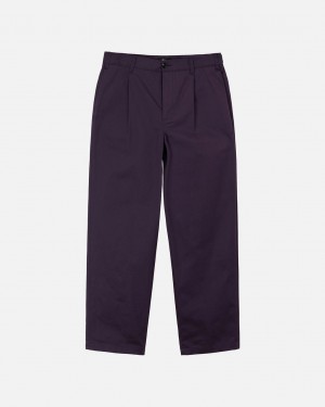 Pantaloni Barbati Stussy Twill Volume Plisat Trouser Violet | SVI-1936