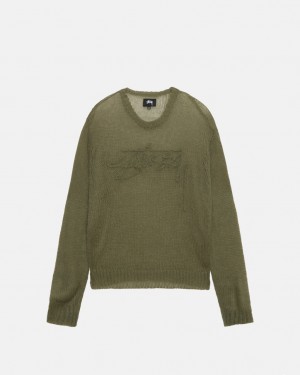 Pulovere Barbati Stussy Loose Knit Pulovere Masline Verzi | YXF-8563