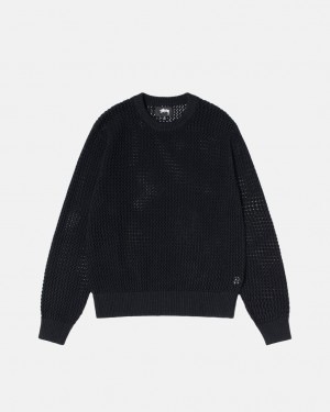 Pulovere Barbati Stussy Pigment Dyed Loose Gauge Knit Pulovere Negrii | AIO-3778