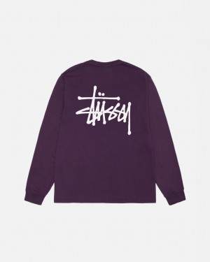 Tricou Barbati Stussy Basic Stussy LS Tee Pigment Dyed Violet | CYT-3269