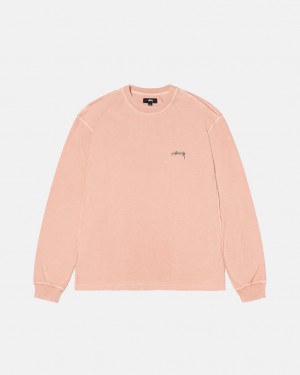 Tricou Barbati Stussy Lazy Ls Tee Roz Deschis | UQZ-1801