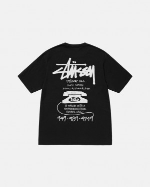 Tricou Barbati Stussy Old Phone Tee Pigment Dyed Negrii | SVW-1097