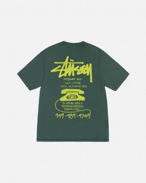 Tricou Barbati Stussy Old Phone Tee Pigment Dyed Verzi | DAH-7842