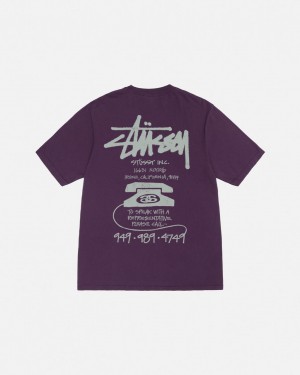 Tricou Barbati Stussy Old Phone Tee Pigment Dyed Violet | GNR-0497