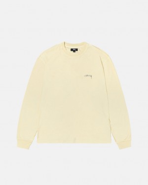 Topuri Barbati Stussy Lazy Ls Tee Galbeni | HKY-3691