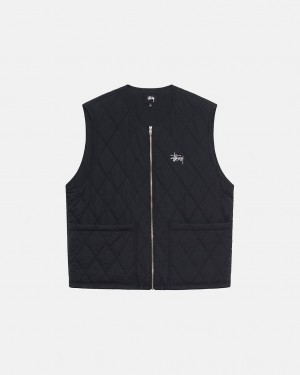 Vesta Barbati Stussy Diamond Matlasat Vest Negrii | UJI-5645