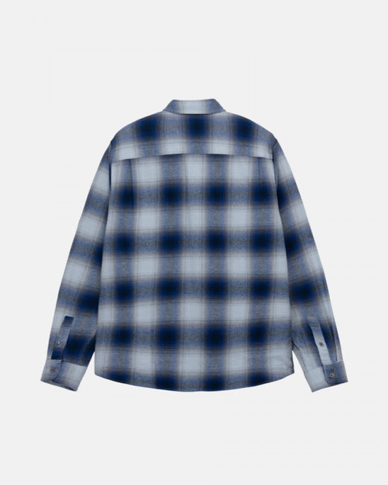 Camasa Barbati Stussy Bay Plaid Shirt Bleumarin | YSF-7037