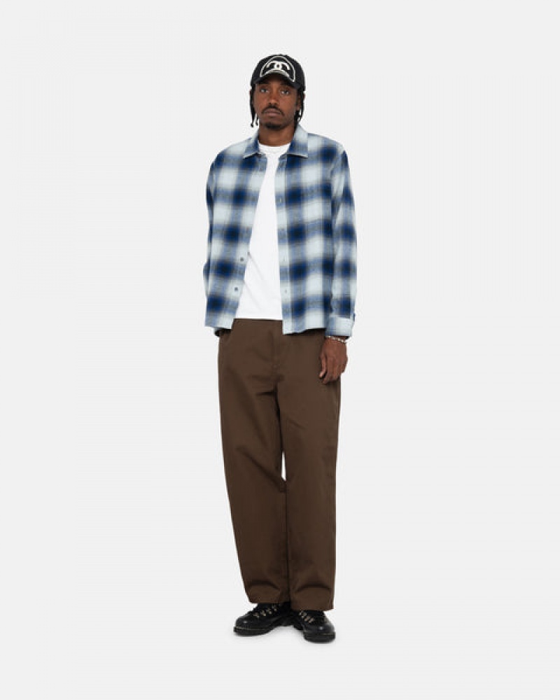 Camasa Barbati Stussy Bay Plaid Shirt Bleumarin | YSF-7037