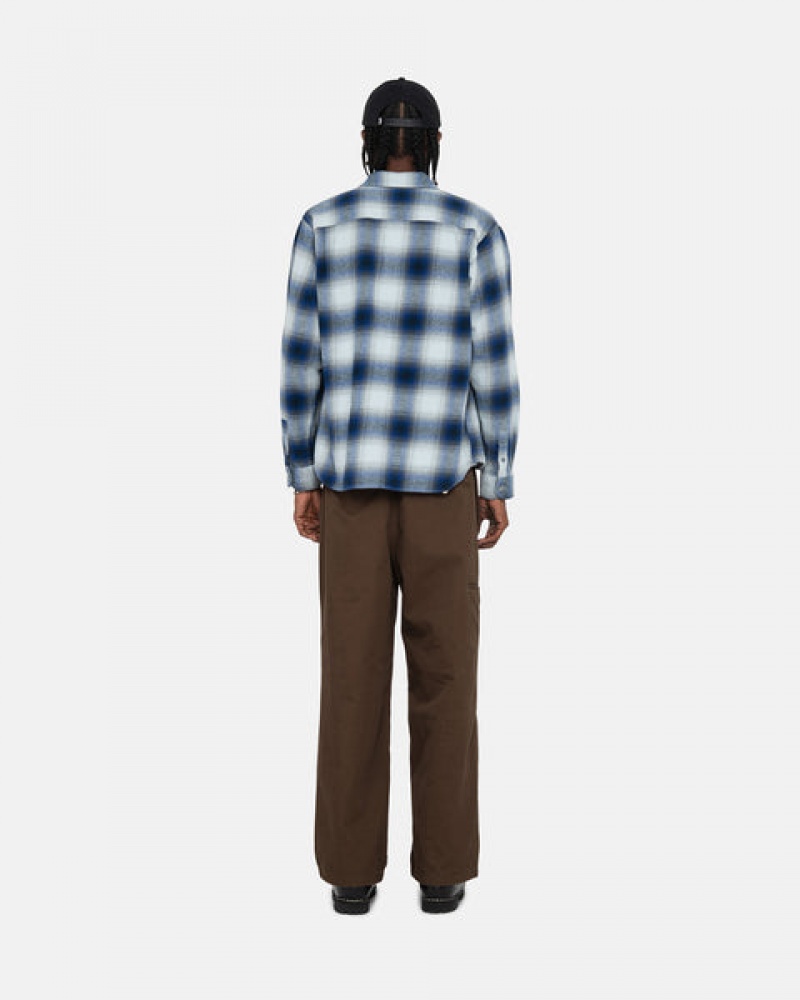 Camasa Barbati Stussy Bay Plaid Shirt Bleumarin | YSF-7037