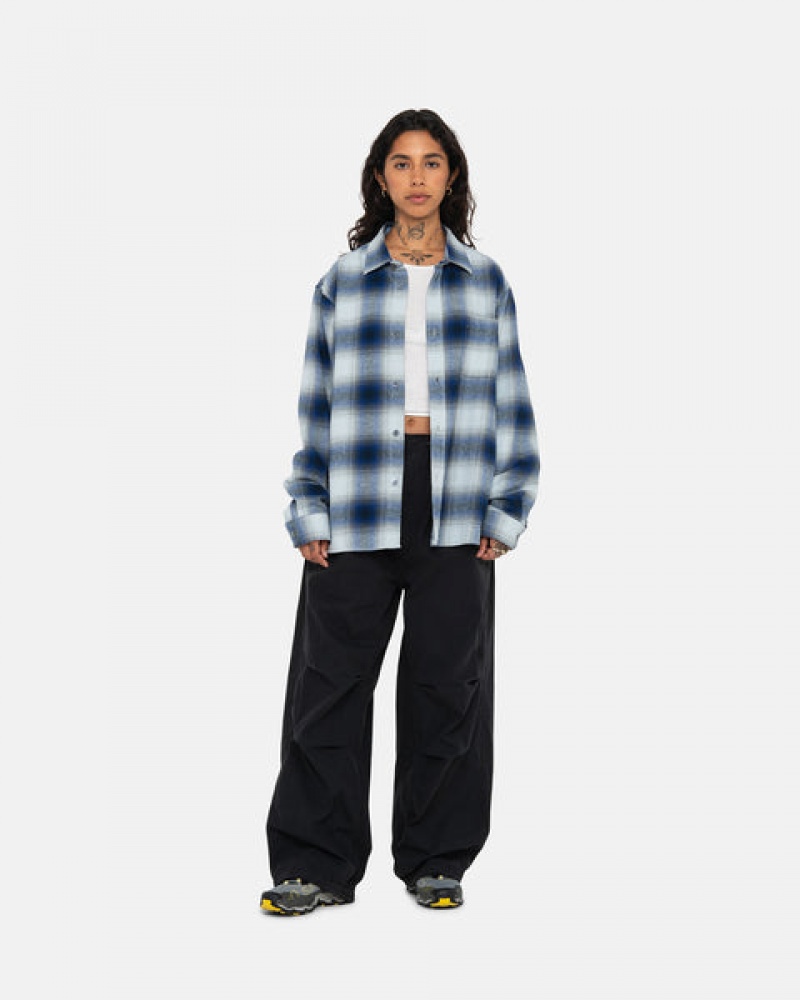 Camasa Barbati Stussy Bay Plaid Shirt Bleumarin | YSF-7037