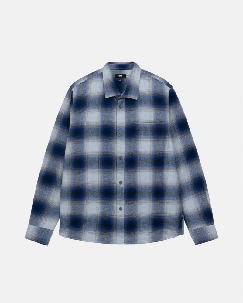 Camasa Barbati Stussy Bay Plaid Shirt Bleumarin | YSF-7037