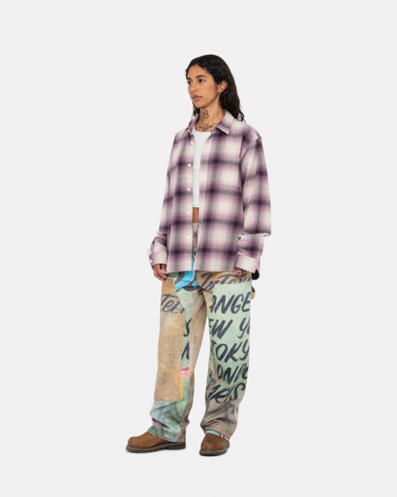 Camasa Barbati Stussy Bay Plaid Shirt Visinii | BTF-2216