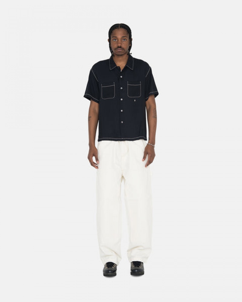 Camasa Barbati Stussy Contrast Pick Stitched Shirt Negrii | KLQ-0302