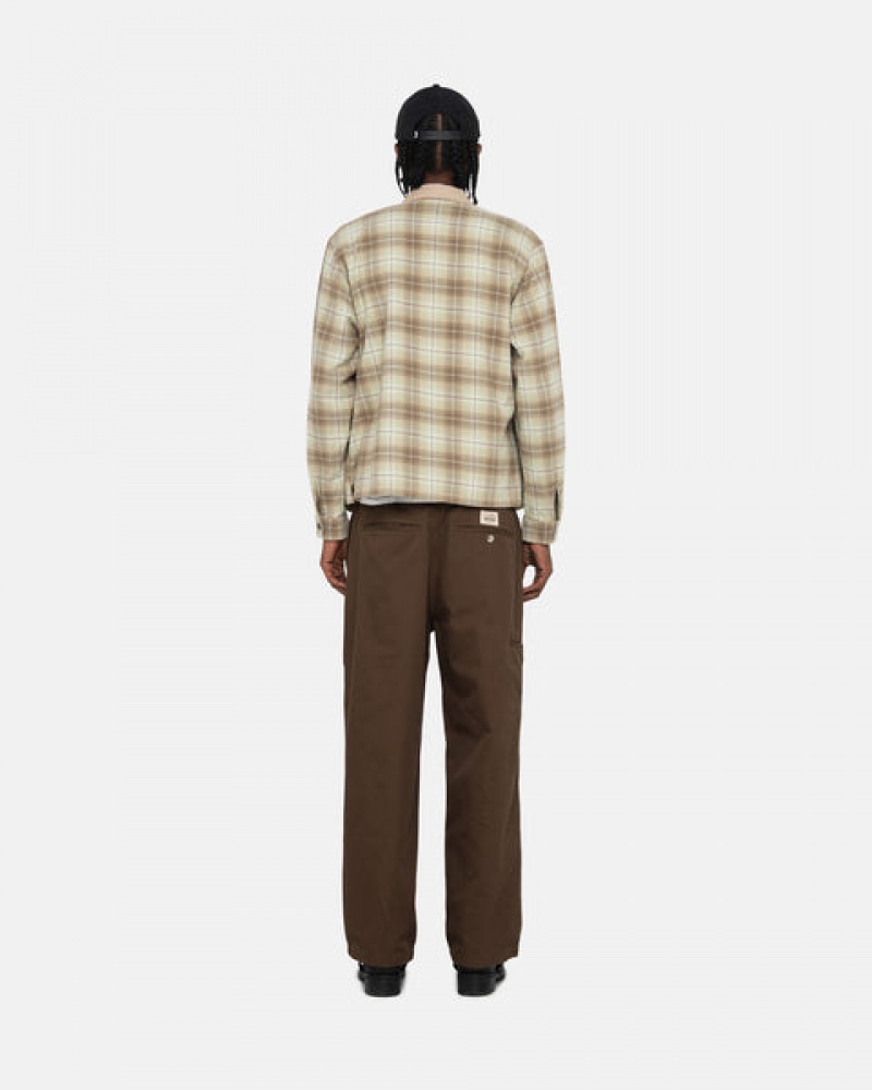 Camasa Barbati Stussy Frank Plaid Zip Shirt Maro | CNF-7655