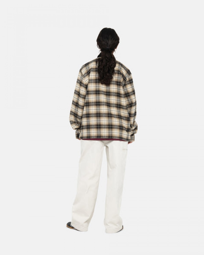 Camasa Barbati Stussy Frank Plaid Zip Shirt Gri Inchis | YBH-6801