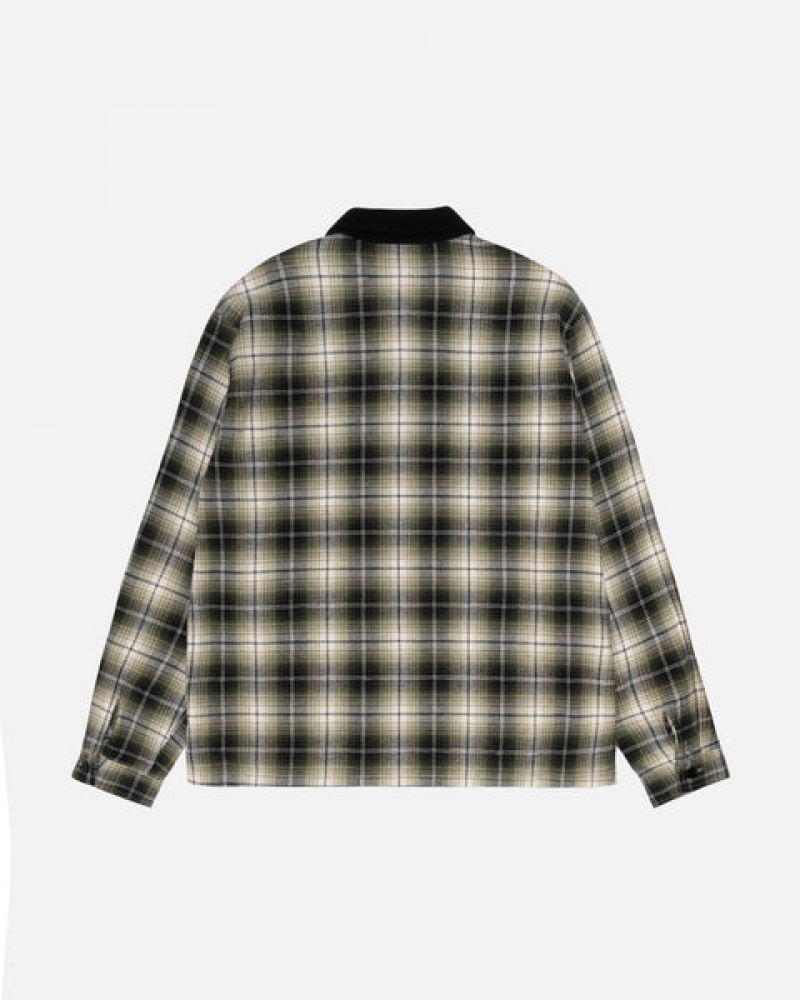 Camasa Barbati Stussy Frank Plaid Zip Shirt Gri Inchis | YBH-6801