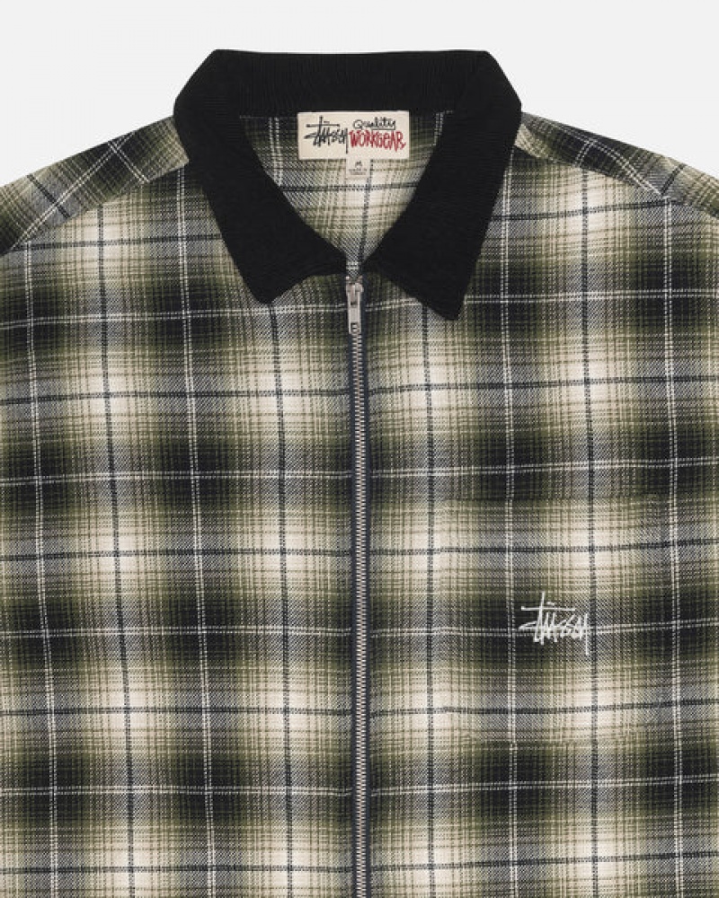 Camasa Barbati Stussy Frank Plaid Zip Shirt Gri Inchis | YBH-6801