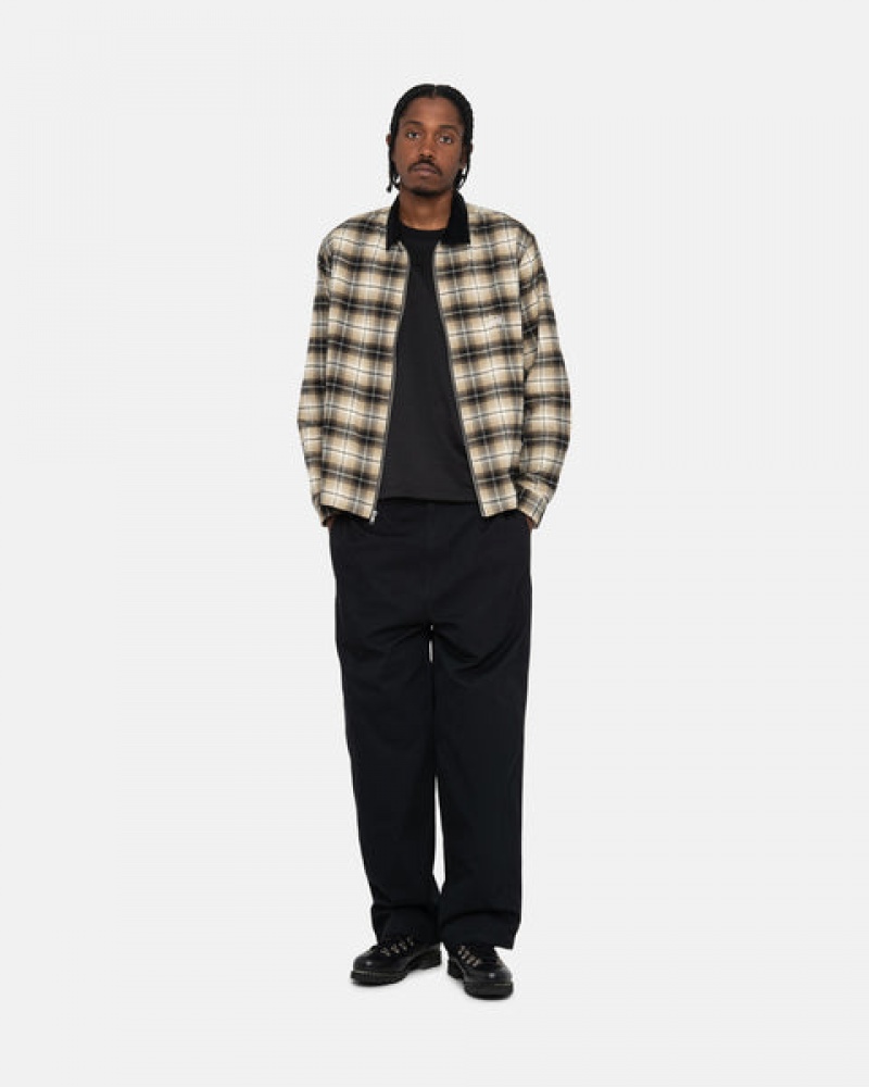 Camasa Barbati Stussy Frank Plaid Zip Shirt Gri Inchis | YBH-6801