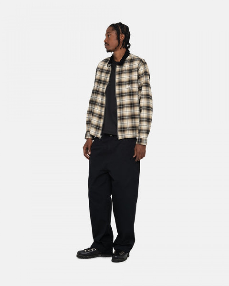 Camasa Barbati Stussy Frank Plaid Zip Shirt Gri Inchis | YBH-6801