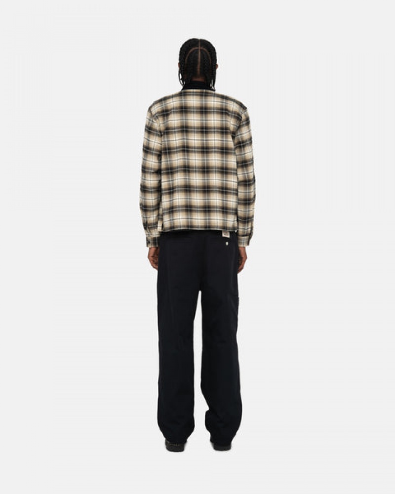 Camasa Barbati Stussy Frank Plaid Zip Shirt Gri Inchis | YBH-6801