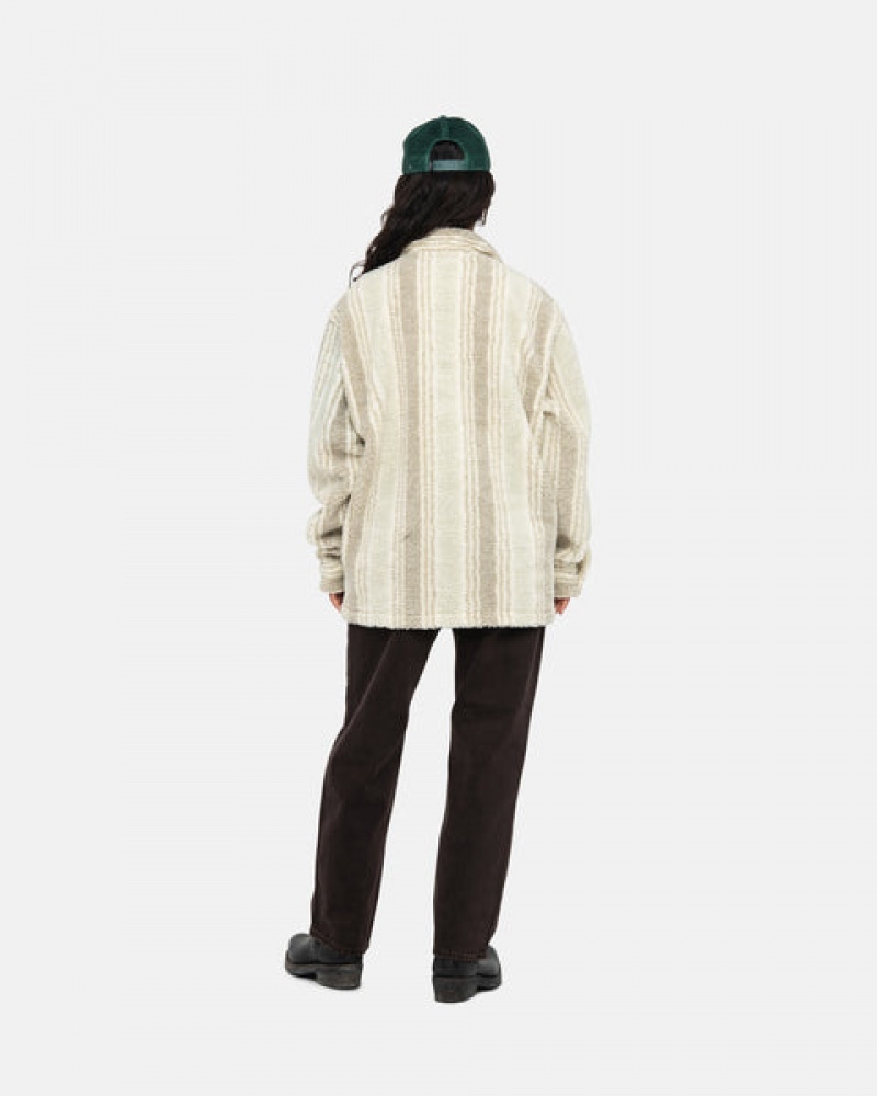 Camasa Barbati Stussy In Dungi Sherpa Shirt Bej | VVY-6009