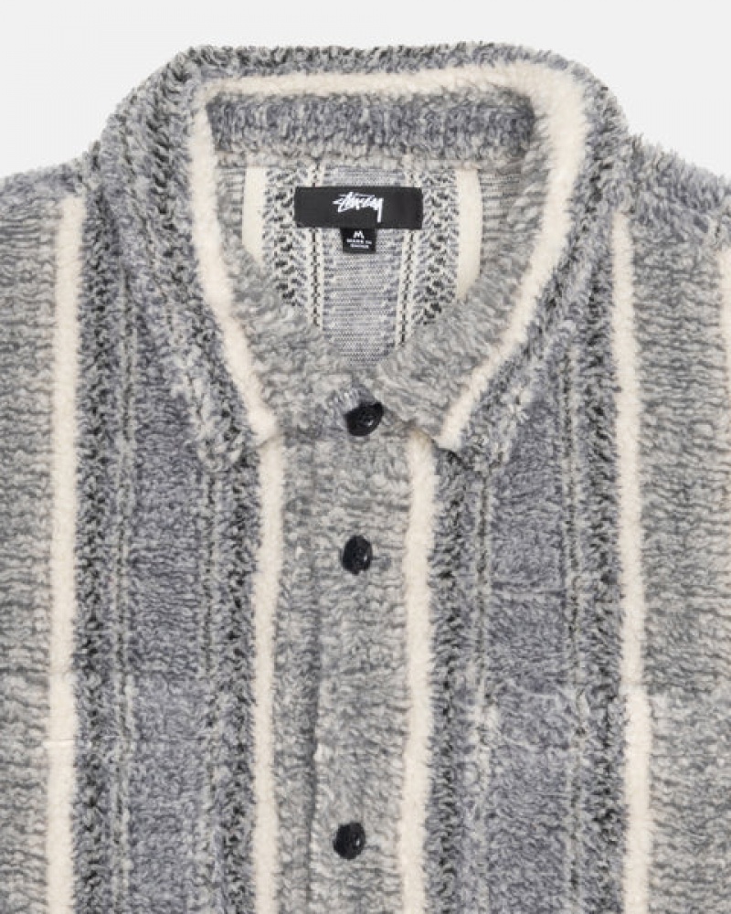 Camasa Barbati Stussy In Dungi Sherpa Shirt Charcoal | KYO-7379