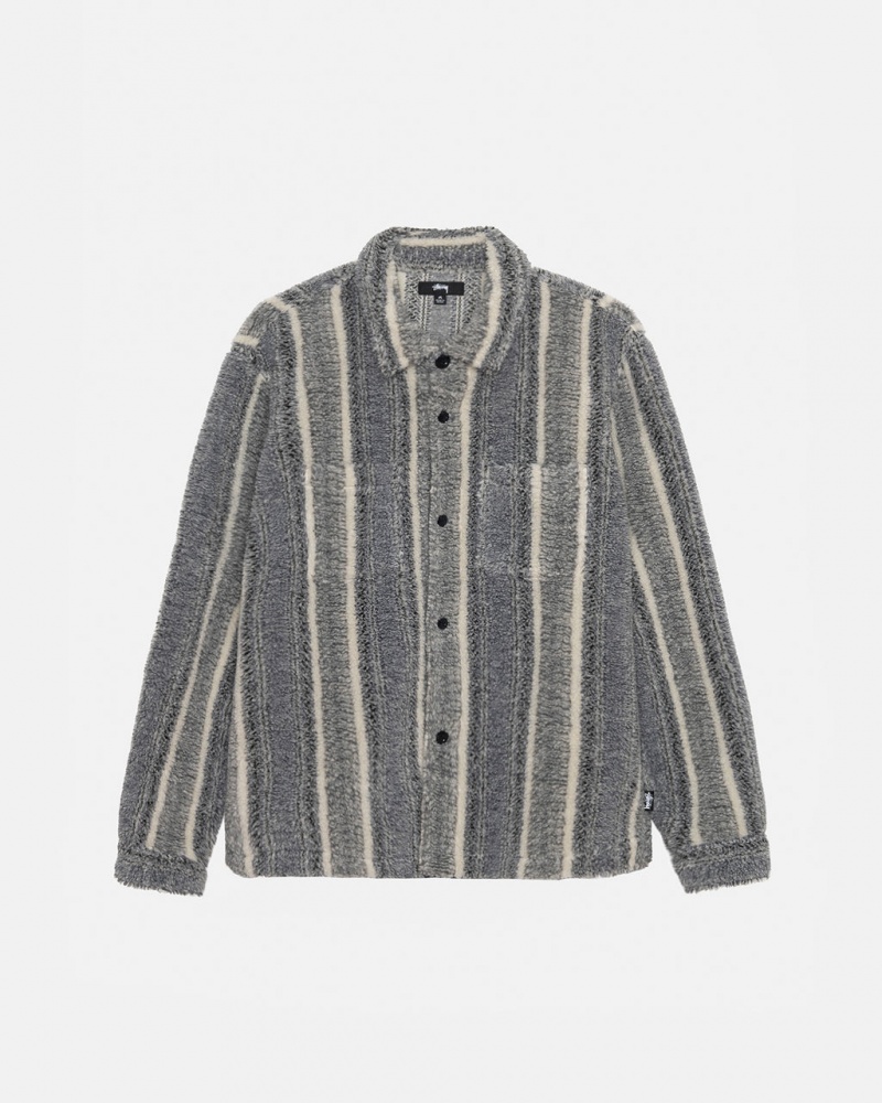 Camasa Barbati Stussy In Dungi Sherpa Shirt Charcoal | KYO-7379