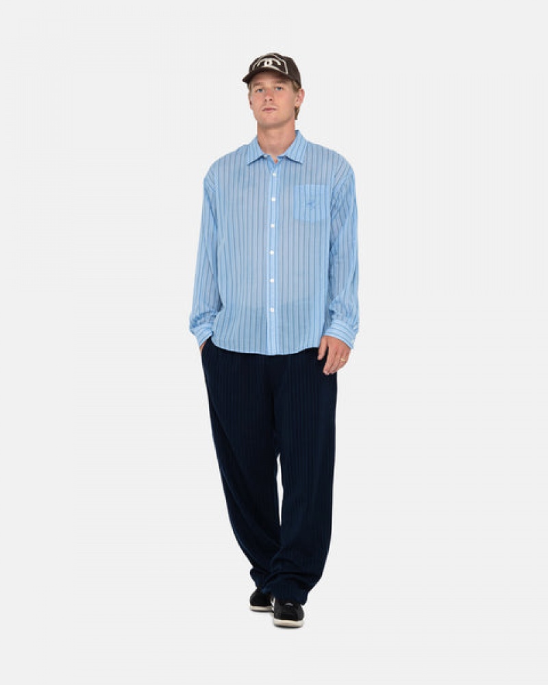 Camasa Barbati Stussy Light Weight Clasici Shirt Albastri | XYI-7123